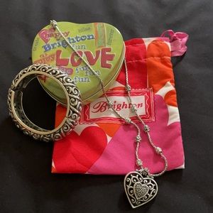 Brighton Crystal Heart Necklace & Bangle Bracelet